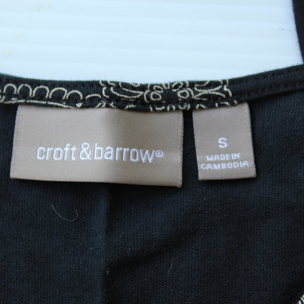 2 Croft & Barrow Cotton Tanks Black Tan Size S - Picture 9 of 15